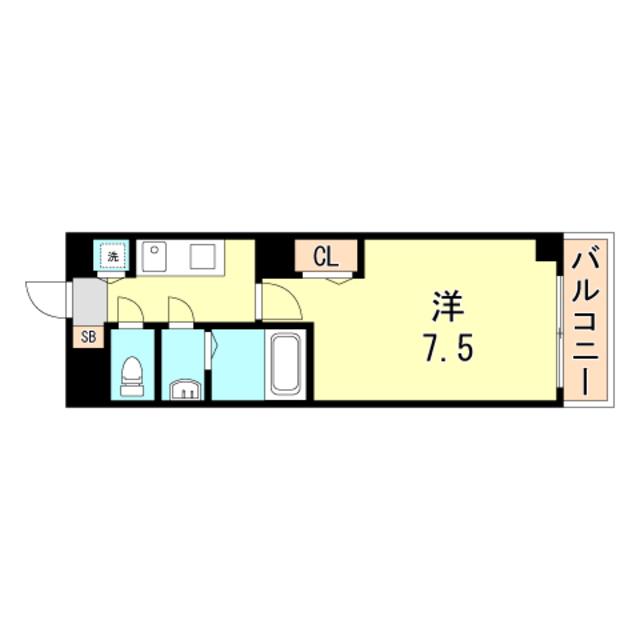 メゾン・ドヴィレ須磨(1K/2階)の間取り写真