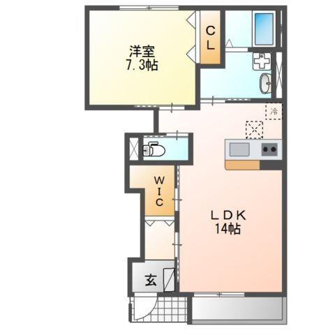 グリーンガーデン(1LDK/1階)の間取り写真