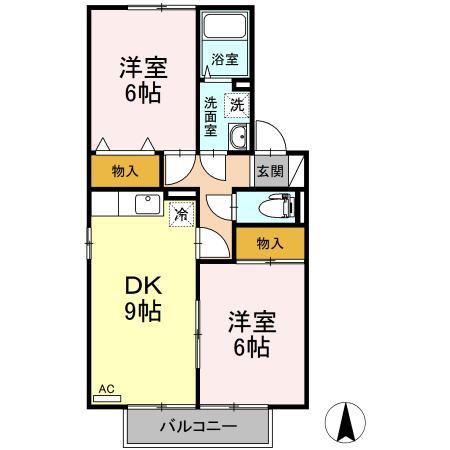 エントピア余戸 A棟(2DK/2階)の間取り写真
