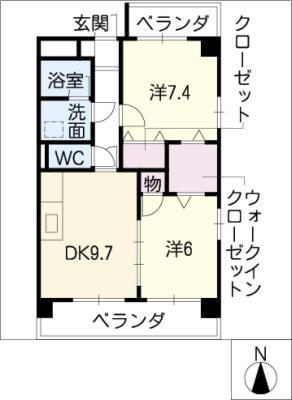 ASTORIA COURT・A(2DK/4階)の間取り写真