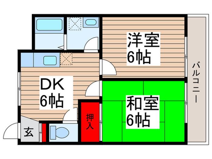 クオリティ松阪(2DK/2階)の間取り写真