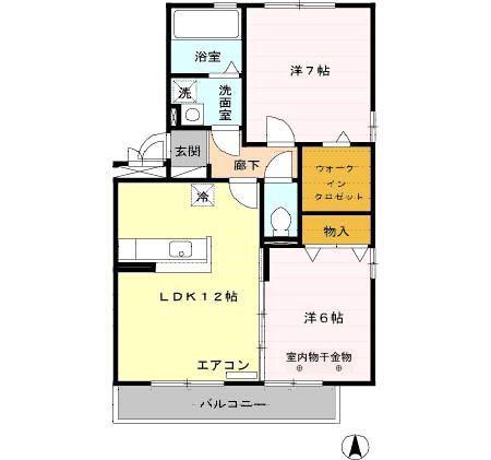 パークタウン三本柳(2LDK/3階)の間取り写真