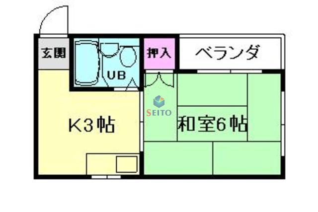 サニーハイツ(1K/2階)の間取り写真