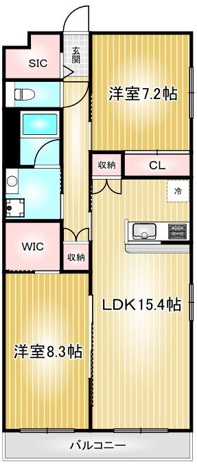 GRAN DUKE千種RUBINO(2LDK/2階)の間取り写真