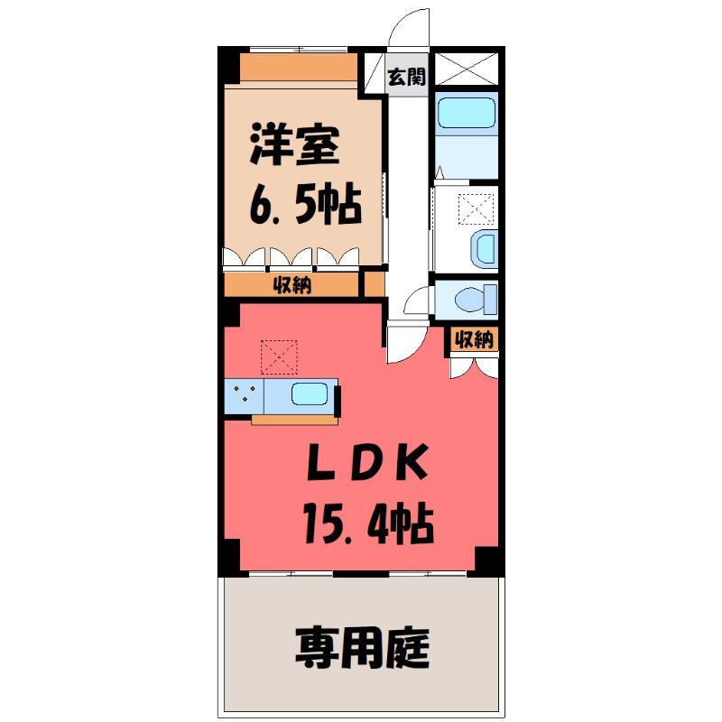 グリーンハイム(1LDK/1階)の間取り写真