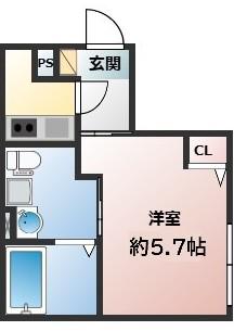 スカイ川崎レジデンス(1K/2階)の間取り写真