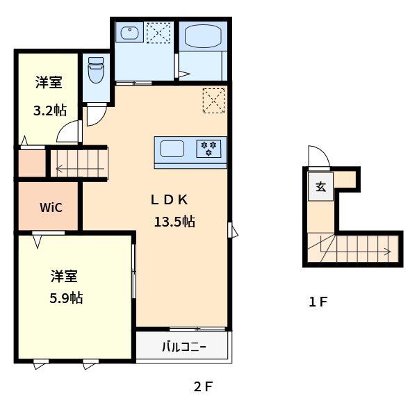 FELICITA(2LDK/2階)の間取り写真