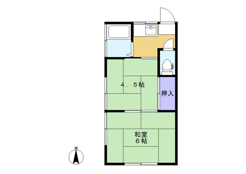 ふじみ荘(2K/1階)の間取り写真