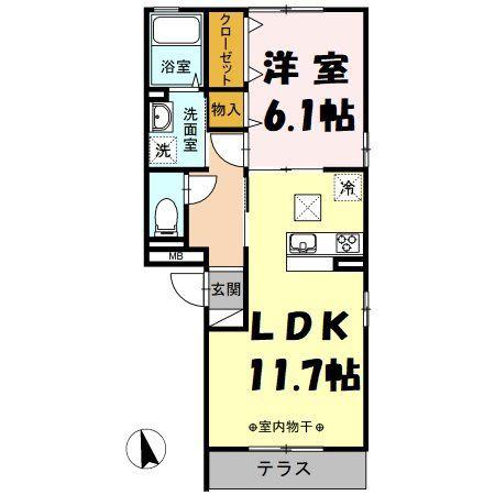 メルヴェーユ(1LDK/1階)の間取り写真