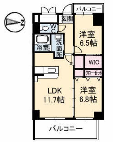 ヴィラージュ緑井(2LDK/4階)の間取り写真
