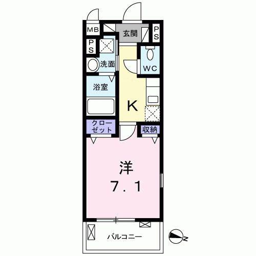 ディラヴェール光が丘(1K/1階)の間取り写真
