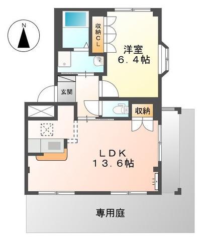 サン・クレセント(1LDK/1階)の間取り写真