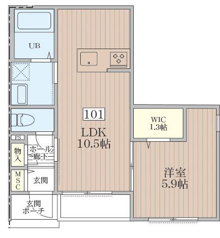 GLANZ FUJISAKI(1LDK/1階)の間取り写真