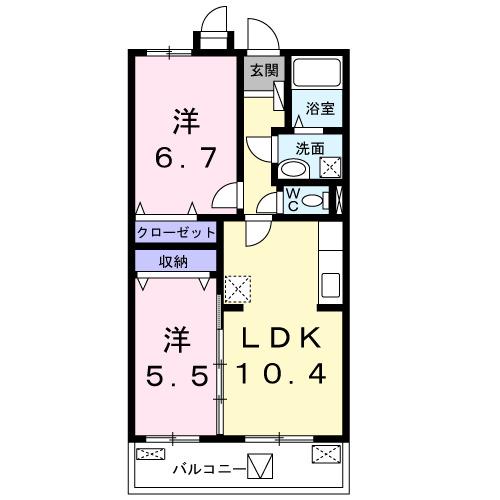 フレール与野本町六番館(2LDK/1階)の間取り写真