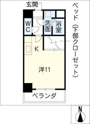 ロゼリア(ワンルーム/6階)の間取り写真