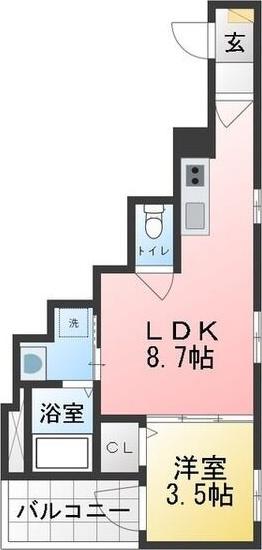 クラール川名(1LDK/2階)の間取り写真