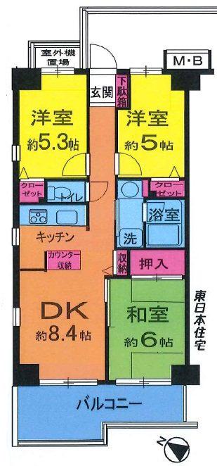 成田プリンスハイツ(3LDK/3階)の間取り写真