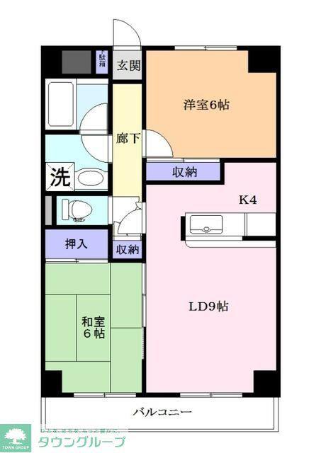 フクロクハイマンション3号館(2LDK/6階)の間取り写真