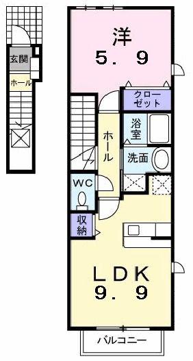 エテルノノーヴァB(1LDK/2階)の間取り写真