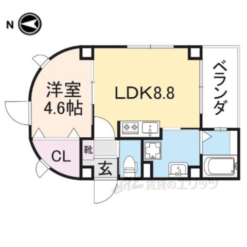 エクセレント天理(1LDK/3階)の間取り写真