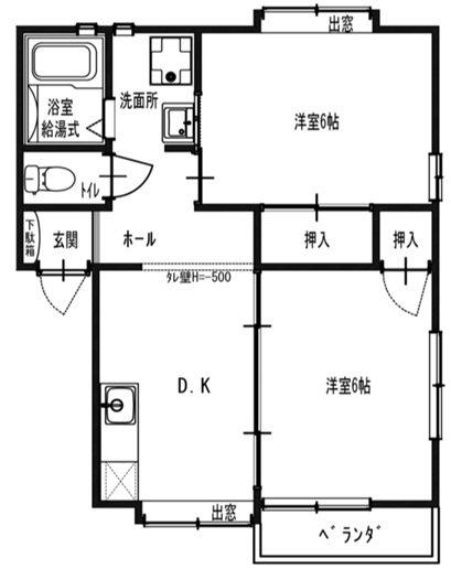 大杉ハウスII(2DK/1階)の間取り写真