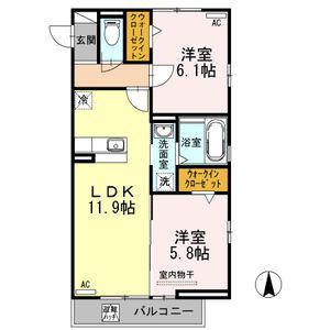 カーサ日向が丘 A棟(2LDK/3階)の間取り写真