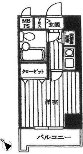 日興パレス川崎(1K/2階)の間取り写真