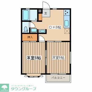ホワイトコート鵠沼(2DK/2階)の間取り写真