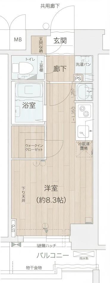 LALA PLACE 四天王寺夕陽ヶ丘(ワンルーム/2階)の間取り写真
