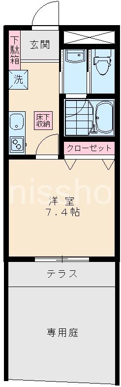 Y.K GARDEN(1K/1階)の間取り写真