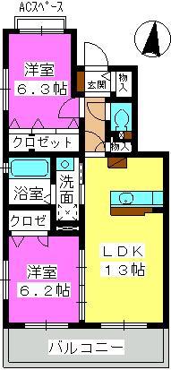 ラフィーネ RO(2LDK/3階)の間取り写真