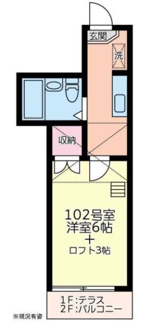 レオパレス21三ツ沢上町第2(1K/1階)の間取り写真