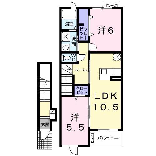 ヴィーヴェレ(2LDK/2階)の間取り写真