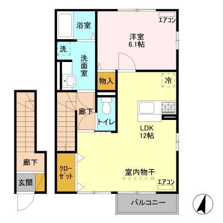 エヌ・ハーレー B(1LDK/2階)の間取り写真
