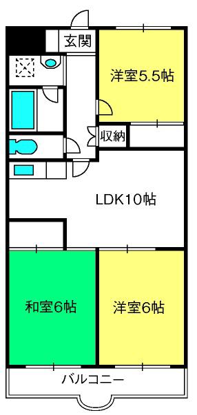 パレロワイヤル大宮(3LDK/3階)の間取り写真