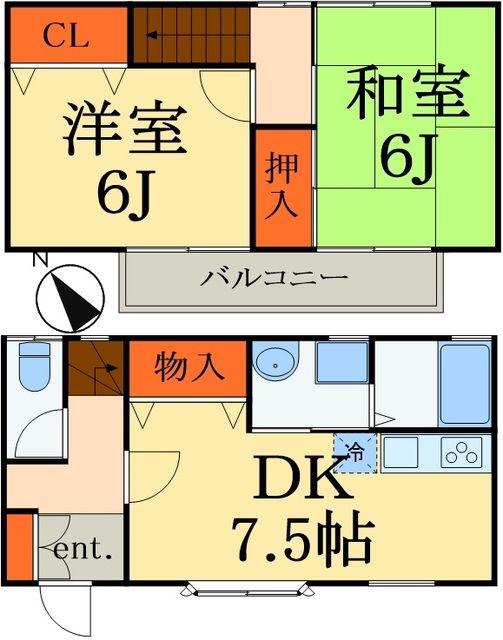 テラスミキ(2DK/1階)の間取り写真