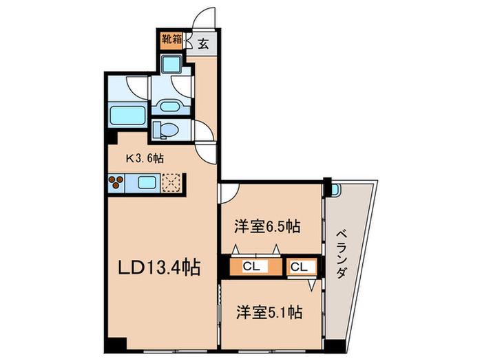 PARK CUBE 平和台(2LDK/4階)の間取り写真