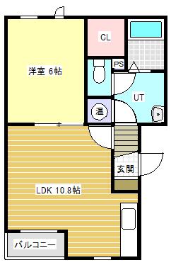 アベニール白樺(1LDK/2階)の間取り写真