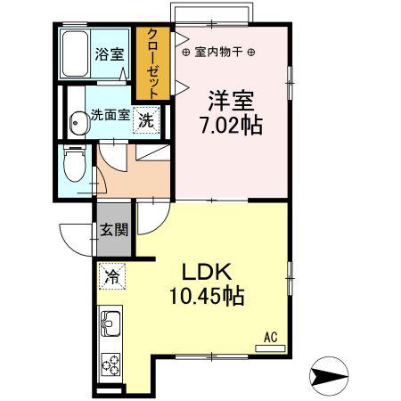 メゾン ルミエール(1LDK/2階)の間取り写真