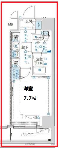 アルテシモ ヴェント(1K/7階)の間取り写真