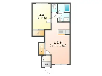 グッドヒルズIM(1LDK/1階)の間取り写真
