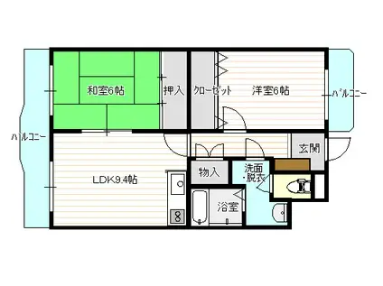 ルーラル鳥屋野(2LDK/4階)の間取り写真