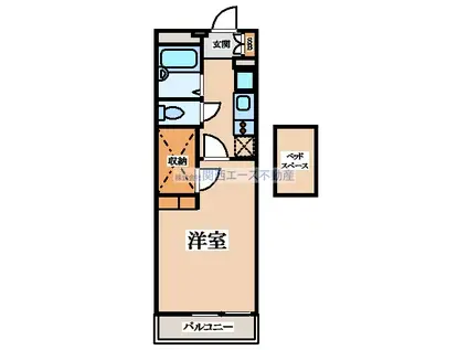 レオパレスきずり(1K/3階)の間取り写真