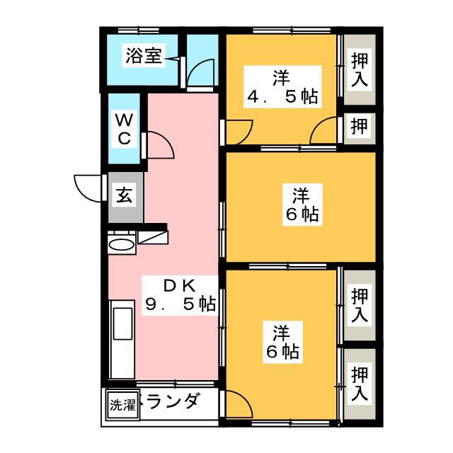 朝霧ビル(3DK/2階)の間取り写真