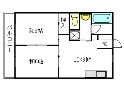 沼卯ハイツ(2DK/2階)の間取り写真