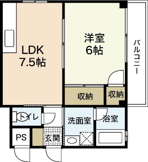 佐伯ビル(1DK/2階)の間取り写真