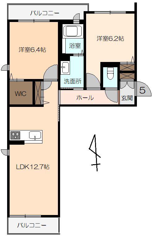 グランルーチェ(2LDK/2階)の間取り写真