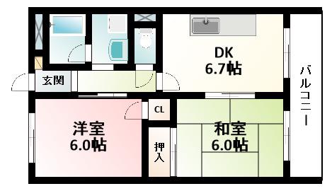 中井ハイツ(2DK/3階)の間取り写真