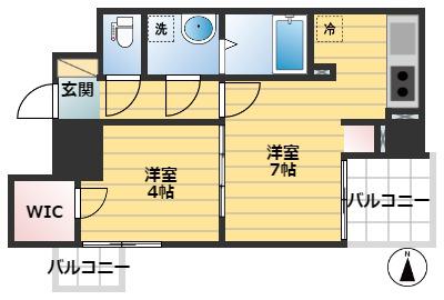 S-RESIDENCE堺筋本町UNO(1DK/2階)の間取り写真