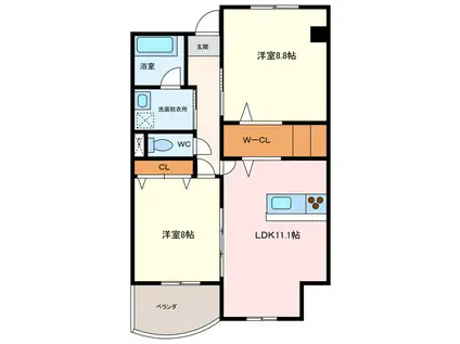 クオリア(2LDK/2階)の間取り写真